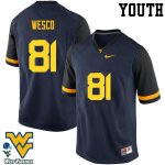 Youth West Virginia Mountaineers NCAA #81 Trevon Wesco Navy Authentic Nike Stitched College Football Jersey ST15R34ZH